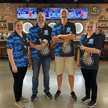Load image into Gallery viewer, Blue Flaming Dartboard Funny Beer Darts Shirt For Men Custom Darts Jersey Team Polo &amp; 1/4 Zip TDM5940