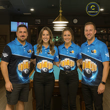 Load image into Gallery viewer, Black And Blue Funny Beer 8 Ball Billiard Jersey For Men Custom Pool Team Shirt Polo &amp; 1/4 Zip TDM5942