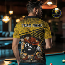 Load image into Gallery viewer, Yellow Grunge Funny 8 Ball Billiard Shirt For Men Custom Pool Team Jersey Polo &amp; 1/4 Zip TDM6355