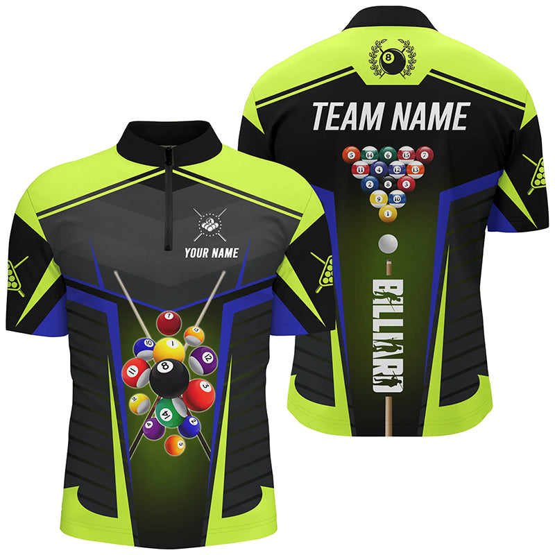 Personalized Green Neon Jerseys Billiard Balls Shirts For Men Custom 3D Pool League Shirts TDM1832