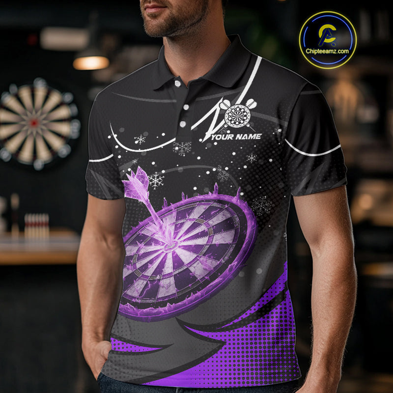 Purple Dartboard Frozen Ice Darts Shirt For Men Custom Darts Jersey Team Polo & Quarter Zip TDM5228