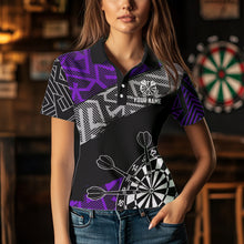 Load image into Gallery viewer, Custom Darts Shirts For Women Personalized Zig-Zag Pattern Dart Jerseys, Cool Dart Shirts |Purple TDM3444