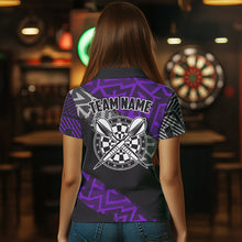 Load image into Gallery viewer, Custom Darts Shirts For Women Personalized Zig-Zag Pattern Dart Jerseys, Cool Dart Shirts |Purple TDM3444