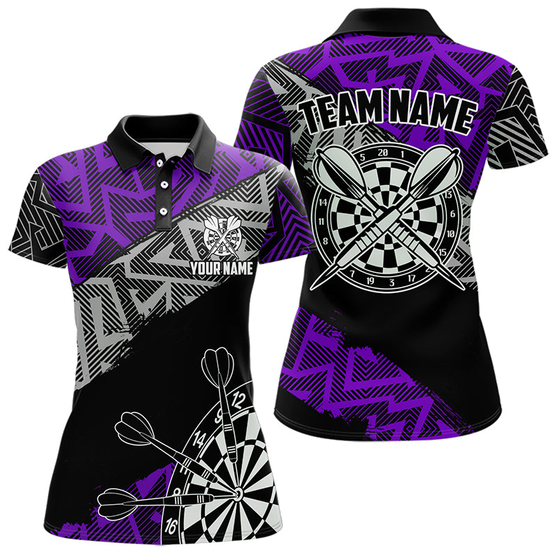 Custom Darts Shirts For Women Personalized Zig-Zag Pattern Dart Jerseys, Cool Dart Shirts |Purple TDM3444