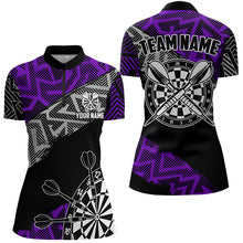 Load image into Gallery viewer, Custom Darts Shirts For Women Personalized Zig-Zag Pattern Dart Jerseys, Cool Dart Shirts |Purple TDM3444