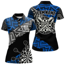 Load image into Gallery viewer, Custom Darts Shirts For Women Personalized Zig-Zag Pattern Dart Jerseys, Cool Dart Shirts |Blue TDM3445