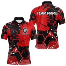 Load image into Gallery viewer, Personalized Black Red 8 Ball Crown Hexagon Billiard Shirts For Men, Pool Billiard Team Jerseys TDM3588
