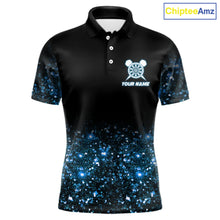 Load image into Gallery viewer, Black And Blue Custom Light Darts Polo &amp; Quarter Zip For Men, Darts Jersey Team Outfit TDM5944