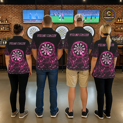 Pink And Black Custom Light Darts Polo & Quarter Zip For Men, Darts Jersey Team Outfit TDM5946