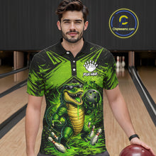 Load image into Gallery viewer, Black And Green Funny Alligator Bowling Shirt For Men Custom Bowling Jersey Team Polo &amp; 1/4 Zip TDM6109