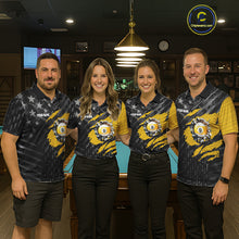 Load image into Gallery viewer, Yellow Black American Flag 9 Ball Pool Men's Billiard Shirt Custom Billiard Jersey Polo, 1/4 Zip TDM6534