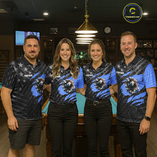 Load image into Gallery viewer, Black American Flag 8 Ball Billiard Shirt For Men Custom Billiard Team Jersey Polo &amp; 1/4 Zip |Blue TDM6536