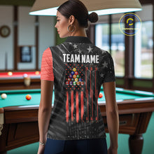 Load image into Gallery viewer, Black American Flag 8 Ball Billiard Shirt For Women Custom Billiard Team Jersey Polo &amp; 1/4 Zip |Red TDM6537
