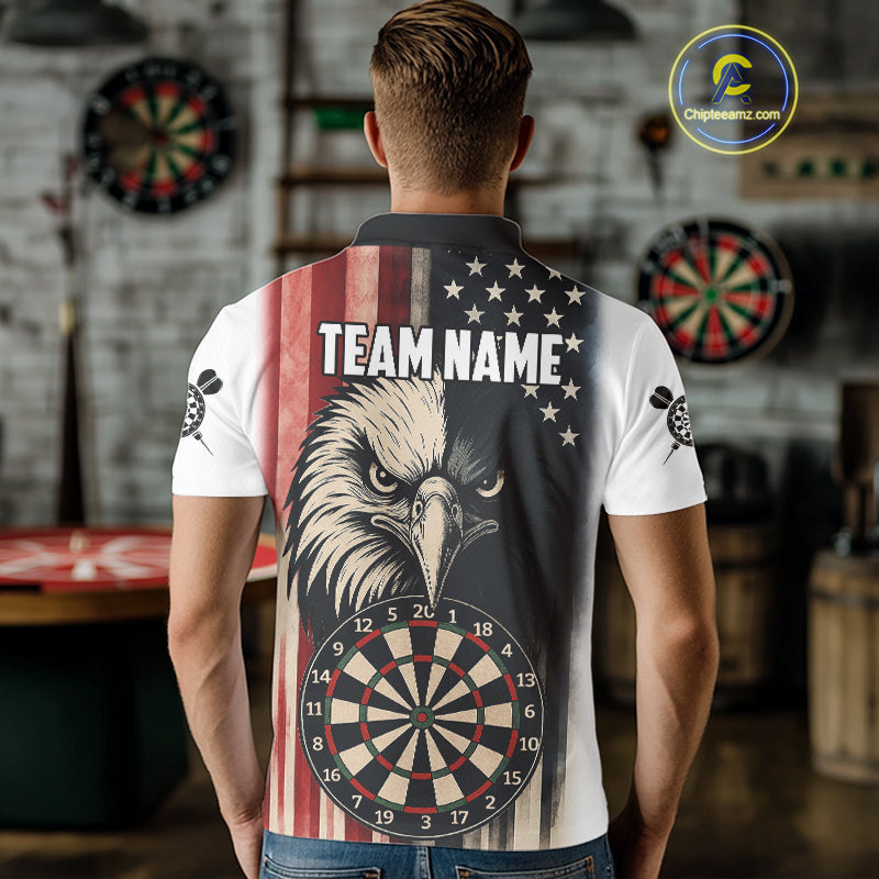 Personalized Vintage American Flag Eagle Darts Shirt For Men Custom Patriotic Darts Team Jerseys TDM4212