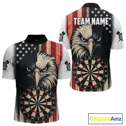 Personalized Vintage American Flag Eagle Darts Shirt For Men Custom Patriotic Darts Team Jerseys TDM4212
