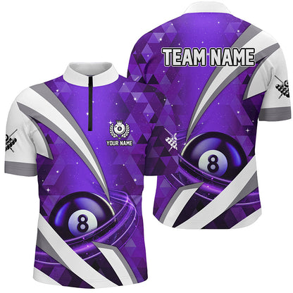 Customized Lightning Purple 8 Ball Pool Men Billiard Polo & 1/4 Zip Shirts, Billiard Team Jerseys TDM2520