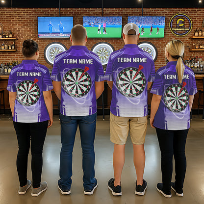 Purple Dartboard Lights Custom Darts Polo & Quarter Zip For Women, Personalized 3D Darts Team Jersey TDM5499