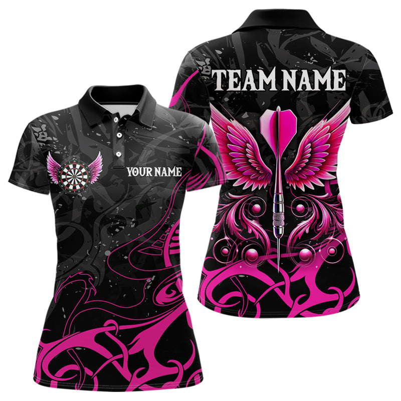 Personalized Pink Black Arrow Wings Dart Shirt For Women Custom Dart Jerseys TDM3596