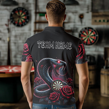 Personalized Rose And Dartboard Custom Cobra Snake Dart Shirt For Men, Dart Jerseys Polo & 1/4 Zip TDM3749