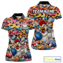 Load image into Gallery viewer, Funny Rooster Graffiti Style Bowling Jersey For Women Custom Bowling Team Jersey Polo &amp; 1/4 Zip TDM6121