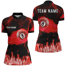 Load image into Gallery viewer, Personalized Red 8 Ball Flame Thunder Lightning Billiard Shirts For Women, Pool Team League Shirts TDM2052