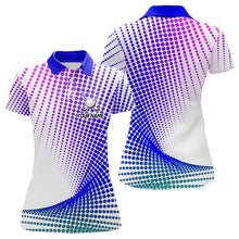 Load image into Gallery viewer, Personalized Blue Geometric Women Golf Shirt Short Sleeve Polo Shirts Ladies Golf Tops, Golfing Gifts TDM3258