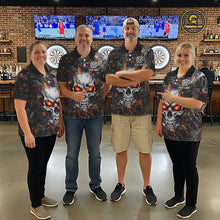 Load image into Gallery viewer, Colorful Grunge Skull Darts Polo &amp; Quarter Zip For Men Custom Darts Team Jersey, Funny Darts Gifts TDM5503