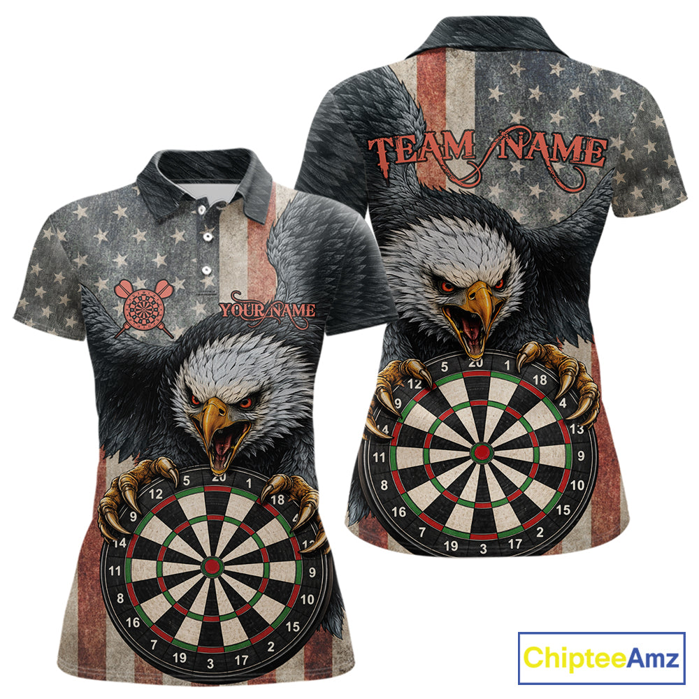 Personalized Vintage American Flag Eagle Darts Shirt For Women Custom Patriotic Darts Team Jerseys TDM5757