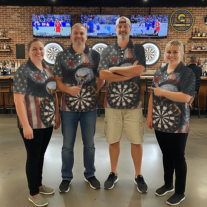 Personalized Vintage American Flag Eagle Darts Shirt For Men Custom Patriotic Darts Team Jerseys TDM5757