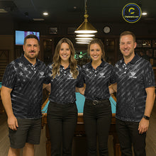 Load image into Gallery viewer, Black US Flag 8 Ball Fire Billiard Shirt For Men Custom Billiard Team Jersey Polo &amp; 1/4 Zip TDM6122