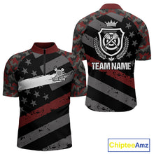 Load image into Gallery viewer, Red Camo American Flag Darts Jersey For Men Custom Grunge Darts Shirt Team Polo &amp; Quarter Zip TDM5032