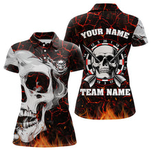 Load image into Gallery viewer, Personalized Red Glowing Fire Crack Skull Dart Shirts Custom Scary Dart Shirts For Women Dart Jersey TDM3267