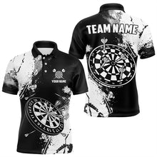 Load image into Gallery viewer, Grunge Black And White Dart Polo &amp; Quarter Zip Custom Dart Shirts For Men, Retro Dart Jerseys TDM3271