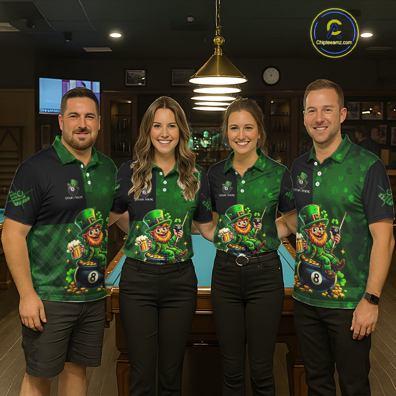 Custom St Patrick Day Leprechaun 8 Ball Billiard Shirt For Women, Shamrock Luckiest Pool Team Jersey TDM5768