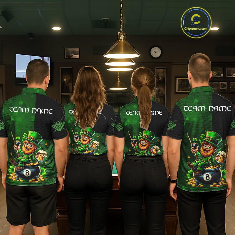 Custom St Patrick Day Leprechaun 8 Ball Billiard Shirt For Women, Shamrock Luckiest Pool Team Jersey TDM5768