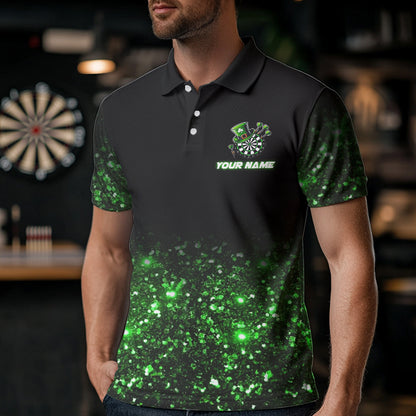 Custom Green Glowing Dartboard St Patrick Day Dart Shirts For Men, Luckiest Shamrock Dart Jerseys TDM3612