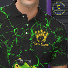 Load image into Gallery viewer, Black And Green Funny Alligator Bowling Shirt For Men Custom Lightning Bowling Team Jersey TDM6141