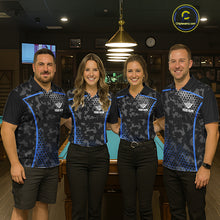 Load image into Gallery viewer, Black And Blue 8 Ball Pool Billiard Shirt For Women Custom Camo Billiard Team Jersey Polo &amp; 1/4 Zip TDM6567