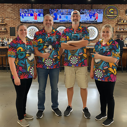 Funny Eagle Colorful Graffiti Darts Shirt For Women Custom Darts Jersey Team Polo & 1/4 Zip TDM5783