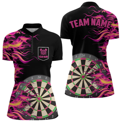 Pink Fire Flame Dart Shirt With Pocket For Men And Women Custom Dart Jerseys TDM1294