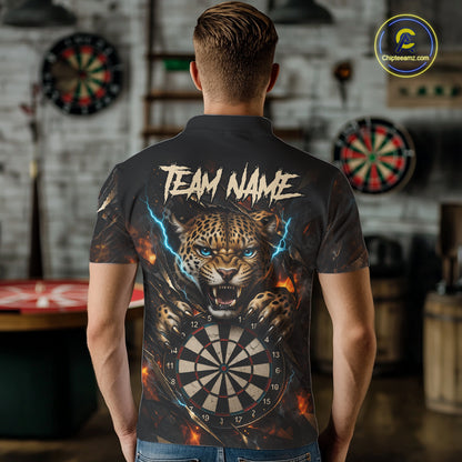 Personalized Leopard Lightning Darts Shirt For Men Custom Darts Jersey Polo & 1/4 Zip Team Shirts TDM6378