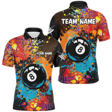 Load image into Gallery viewer, Personalized Grunge Colorful Paint 8 Ball Billiard Shirts For Men, Unique 8 Ball Pool Team Shirts TDM1656