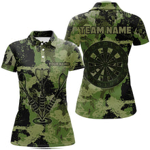 Load image into Gallery viewer, Custom Grunge Green Camo Darts Arrow Shirts For Women, Retro Darts Jerseys, Father's Day Darts Gifts TDM1660