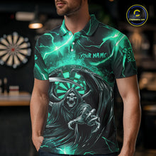 Load image into Gallery viewer, Personalized Turquoise Grim Reaper Custom Thunder Lightning Men Dart Shirts, 3D Darts Team Jerseys TDM2800