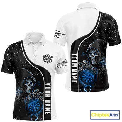 Blue Grim Reaper Darts Men Polo & Quarter-Zip Custom Darts Shirts For Team Darts Jerseys TDM5524