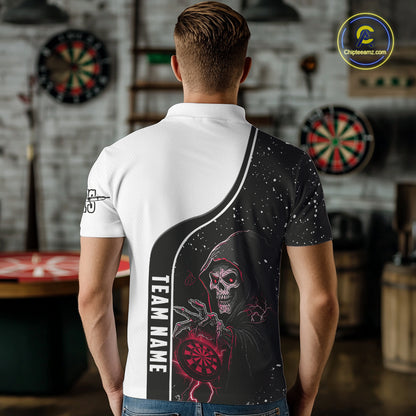 Red Grim Reaper Darts Men Polo & Quarter-Zip Custom Darts Shirts For Team Darts Jerseys TDM5525