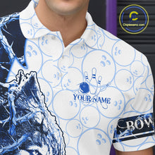 Load image into Gallery viewer, Personalized Blue Thorny Camo Wolf Bowling Shirt For Men Custom Bowling Team Jersey Polo &amp; 1/4 Zip TDM6391
