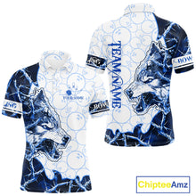 Load image into Gallery viewer, Personalized Blue Thorny Camo Wolf Bowling Shirt For Men Custom Bowling Team Jersey Polo &amp; 1/4 Zip TDM6391