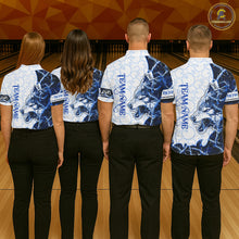 Load image into Gallery viewer, Personalized Blue Thorny Camo Wolf Bowling Shirt For Women Custom Bowling Team Jersey Polo &amp; 1/4 Zip TDM6391
