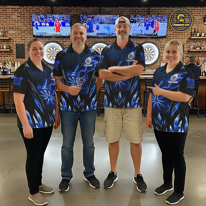 Personalized Blue Flame Lightning Icy Darts Shirt For Men, Darts Team Jersey Polo & Quarter Zip TDM6578